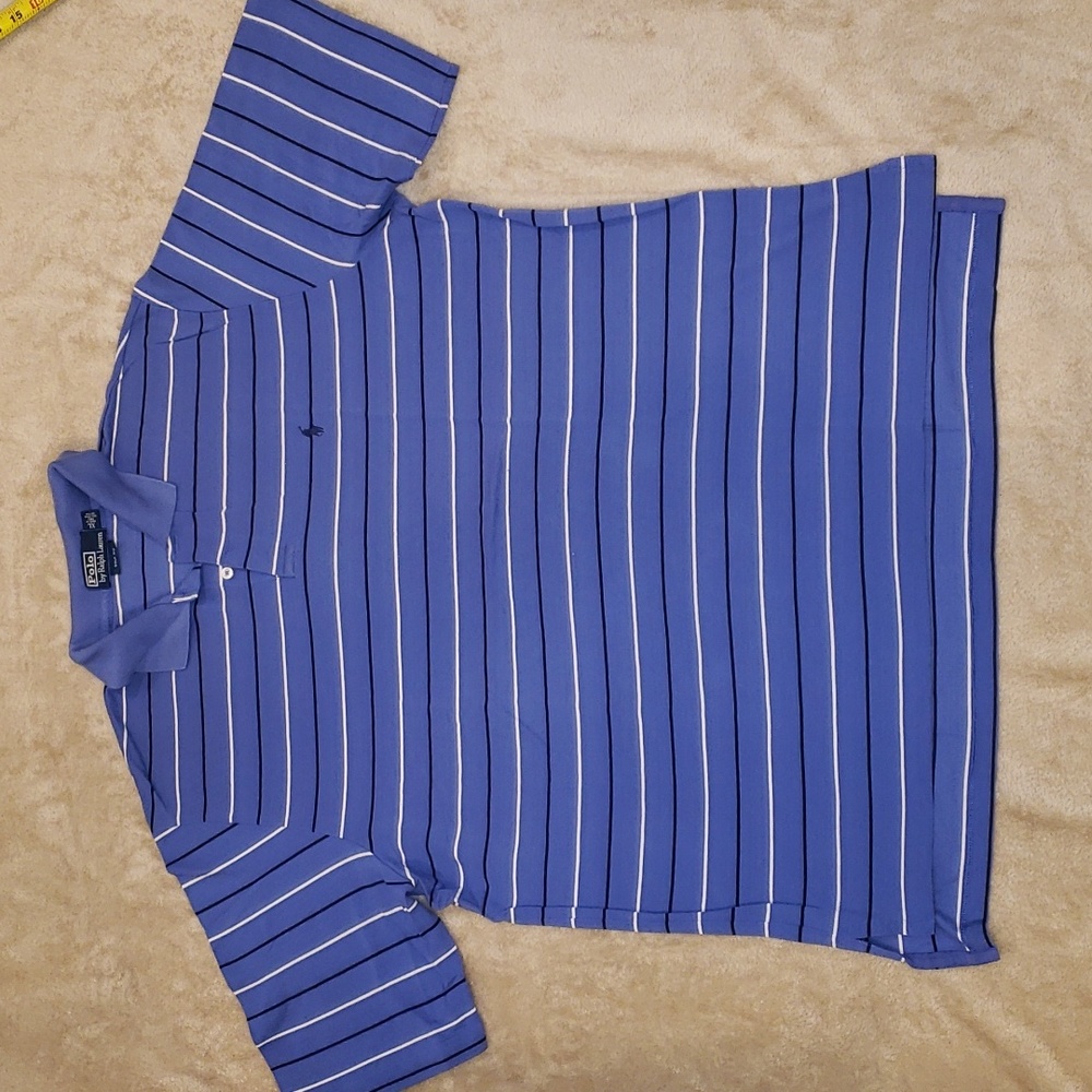 Blue srtiped polo shirt by Ralph Lauren